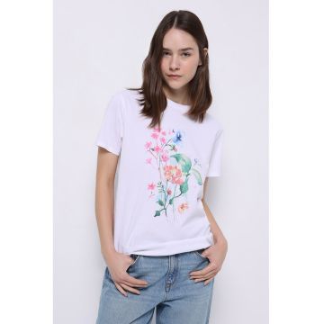 Tricou de bumbac cu imprimeu floral