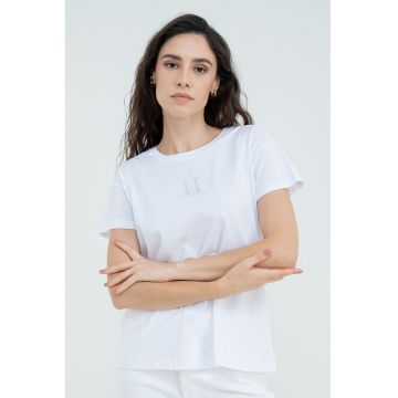 Tricou de bumbac cu maneci cazute
