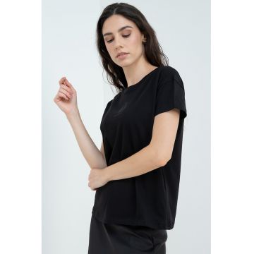 Tricou de bumbac cu maneci cazute