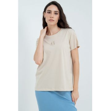 Tricou de bumbac cu maneci cazute