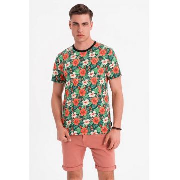 Tricou din bumbac cu model floral
