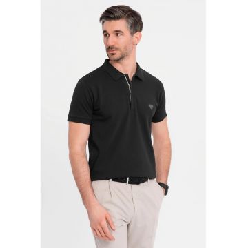 Tricou polo cu fenta cu fermoar