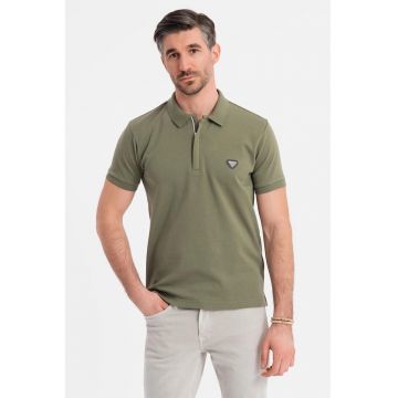Tricou polo cu fenta cu fermoar
