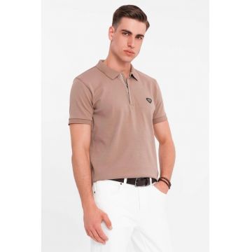 Tricou polo cu fenta cu fermoar