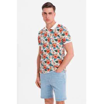 Tricou polo cu model floral