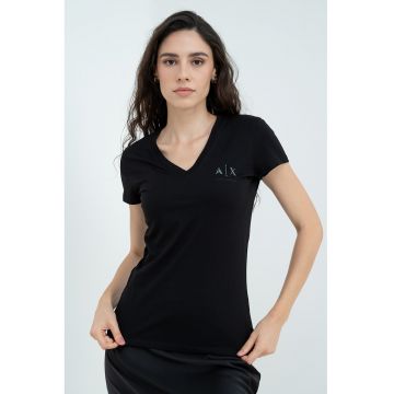 Tricou slim fit cu decolteu in V