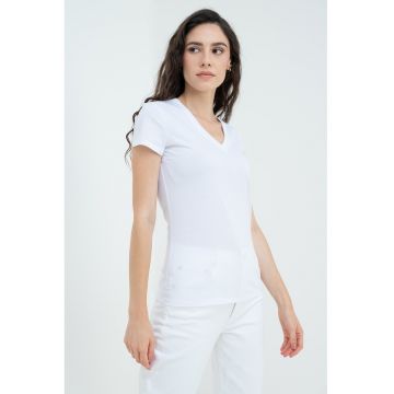 Tricou slim fit cu decolteu in V