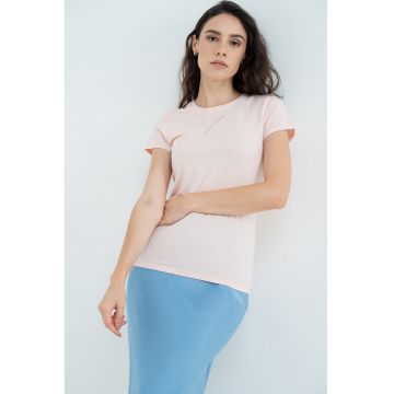 Tricou slim fit cu imprimeu logo discret