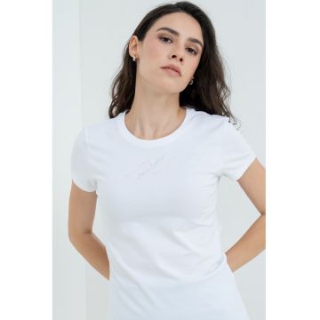 Tricou slim fit cu imprimeu logo discret