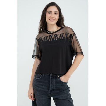 Tricou transparent cu logo