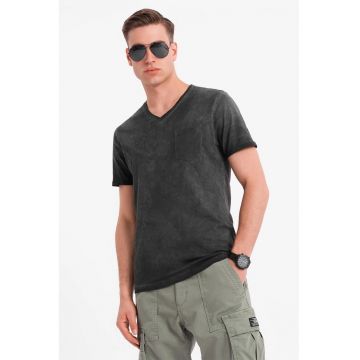 Tricou uni cu decolteu in V