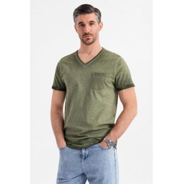 Tricou uni cu decolteu in V