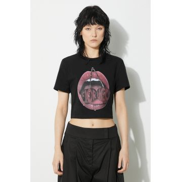 Fiorucci tricou Mouth Print femei, culoarea negru, W01FPTSH094CJ03BK01