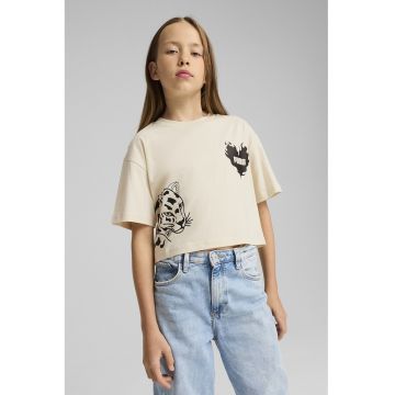 Tricou crop cu logo