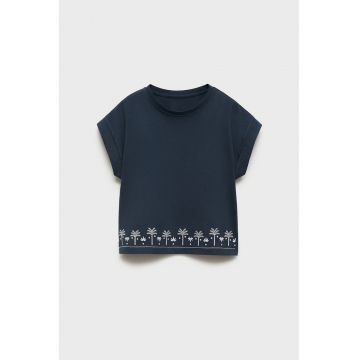 Tricou cu decolteu la baza gatului si broderie