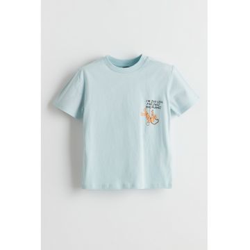 Tricou cu decolteu la baza gatului si imprimeu cu astronaut