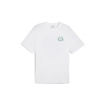 Tricou cu decolteu la baza gatului si imprimeu grafic