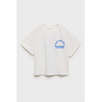 Tricou cu decolteu la baza gatului si imprimeu pe partea din spate