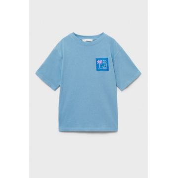 Tricou cu decolteu la baza gatului si imprimeu pe partea din spate
