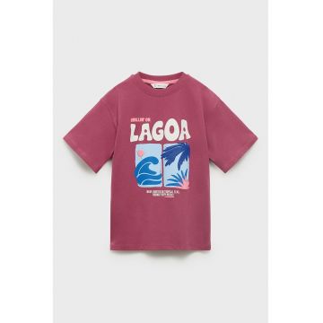 Tricou cu imprimeu si decolteu la baza gatului