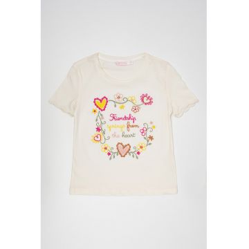 Tricou de bumbac cu broderii