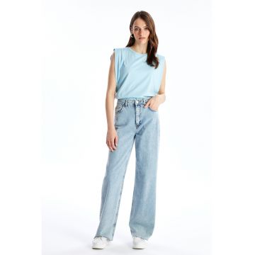 Tricou de bumbac cu decolteu la baza gatului