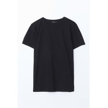 Tricou de bumbac cu decolteu la baza gatului