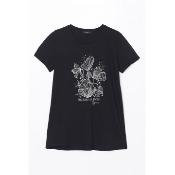 Tricou de bumbac cu imprimeu floral