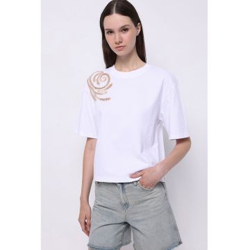 Tricou de bumbac cu perforatii