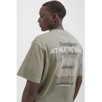Tricou de bumbac cu text si imprimeu grafic pe partea din spate