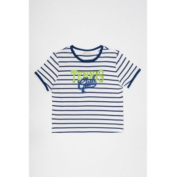 Tricou din amestec de bumbac cu model in dungi