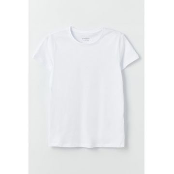 Tricou din bumbac cu decolteu la baza gatului