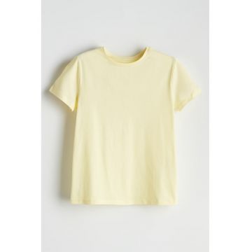 Tricou din bumbac cu decolteu la baza gatului