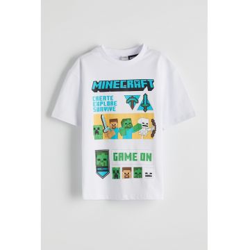 Tricou din bumbac cu decolteu la baza gatului Minecraft