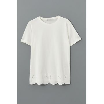 Tricou din bumbac cu detalii brodate
