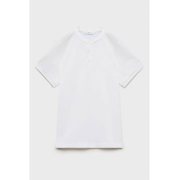 Tricou din bumbac cu fenta cu nasturi