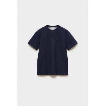Tricou din bumbac cu fenta cu nasturi