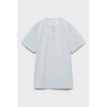 Tricou din bumbac cu fenta cu nasturi