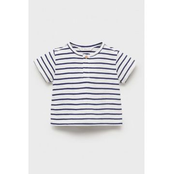 Tricou din bumbac cu fenta scurta cu nasturi