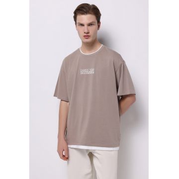 Tricou din bumbac cu imprimeu text