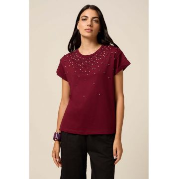 Tricou lejer cu strasuri