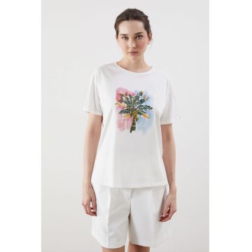 Tricou lejer de bumbac cu imprimeu