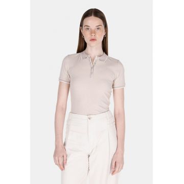 Tricou polo slim-fit cu terminatii contrastante