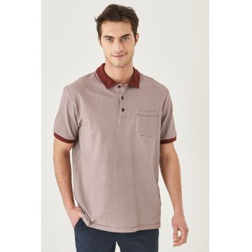 Tricou polo texturat cu buzunar aplicat