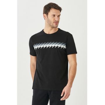 Tricou slim fit cu imprimeu houndstooth