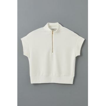 Tricou supradimensionat cu fermoar scurt