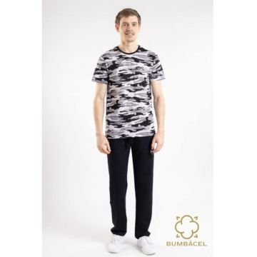 Tricou army cu manecă scurtă și imprimeu - Alb