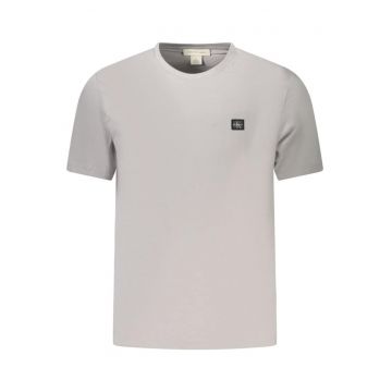 Tricou barbati - cu logo - din bumbac - Regular fit - Gri -