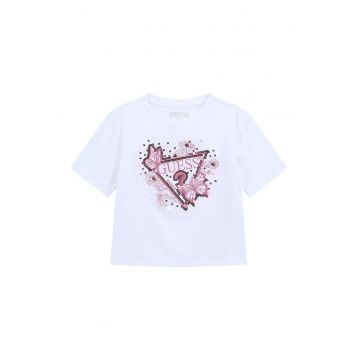 Tricou cu broderie logo si paiete