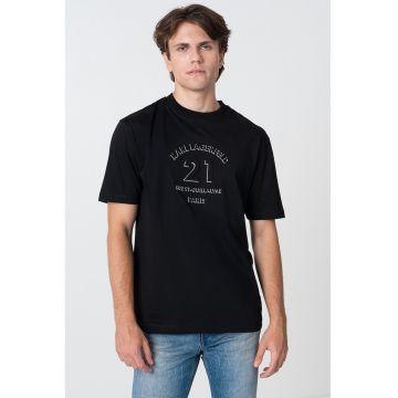 Tricou cu decolteu la baza gatului si imprimeu